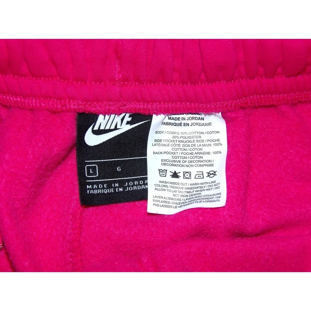 Nike Fleece Lined Pink Draw String Swoosh Sweat Shorts Men's Large